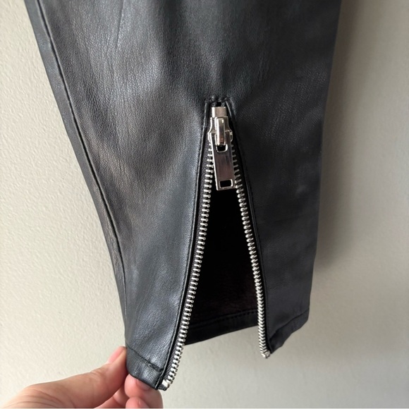Zara Trf S Small Faux Leather Biker Pants Black Zipper biker core - Picture 7 of 12